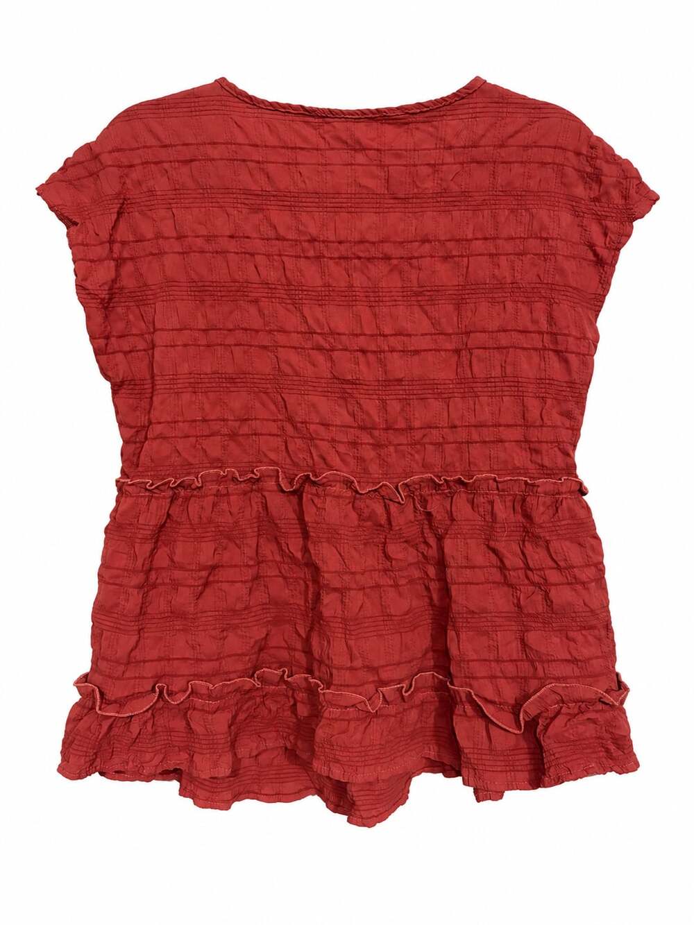 EMERY ROSE Textured Smocked Ruffle Hem Peplum Top - Picture 3 of 5
